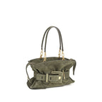Balmain Large Anthem Bag Khaki Green Suede Leather