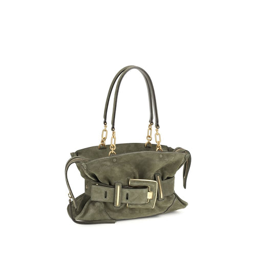 Balmain Large Anthem Bag Khaki Green Suede Leather