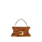 Balmain Medium Anthem Bag Brown Suede Calfskin Leather