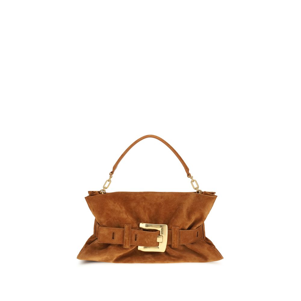 Balmain Medium Anthem Bag Brown Suede Calfskin Leather