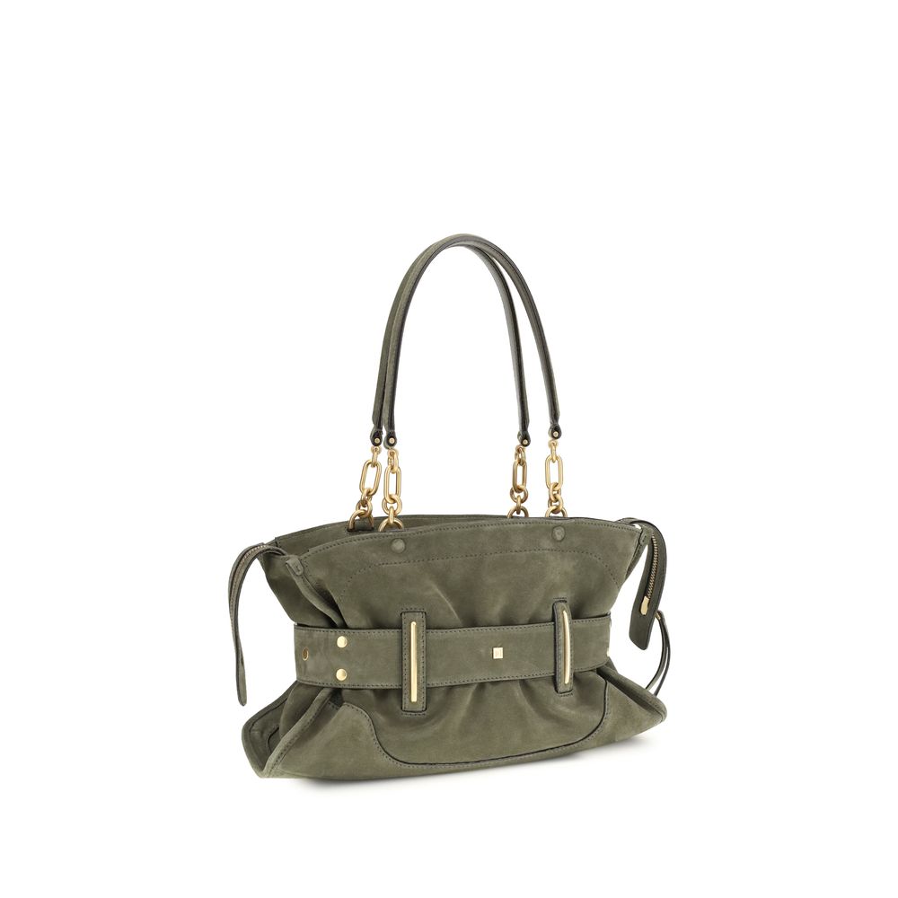 Balmain Large Anthem Bag Khaki Green Suede Leather