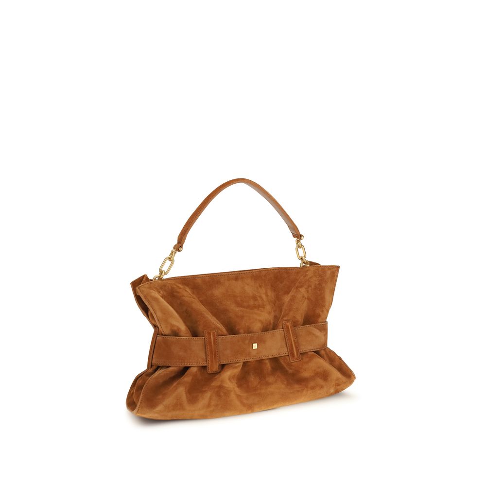 Balmain Medium Anthem Bag Brown Suede Calfskin Leather