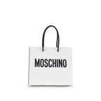 Moschino Logo Tote Bag White Smooth Leather