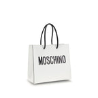 Moschino Logo Tote Bag White Smooth Leather