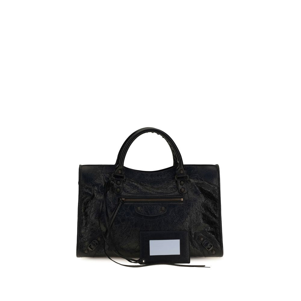 Balenciaga Le City Medium Leather Handbag in Black