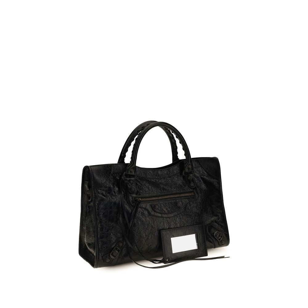 Balenciaga Le City Medium Leather Handbag in Black
