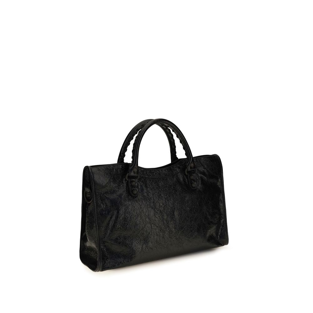 Balenciaga Le City Medium Leather Handbag in Black