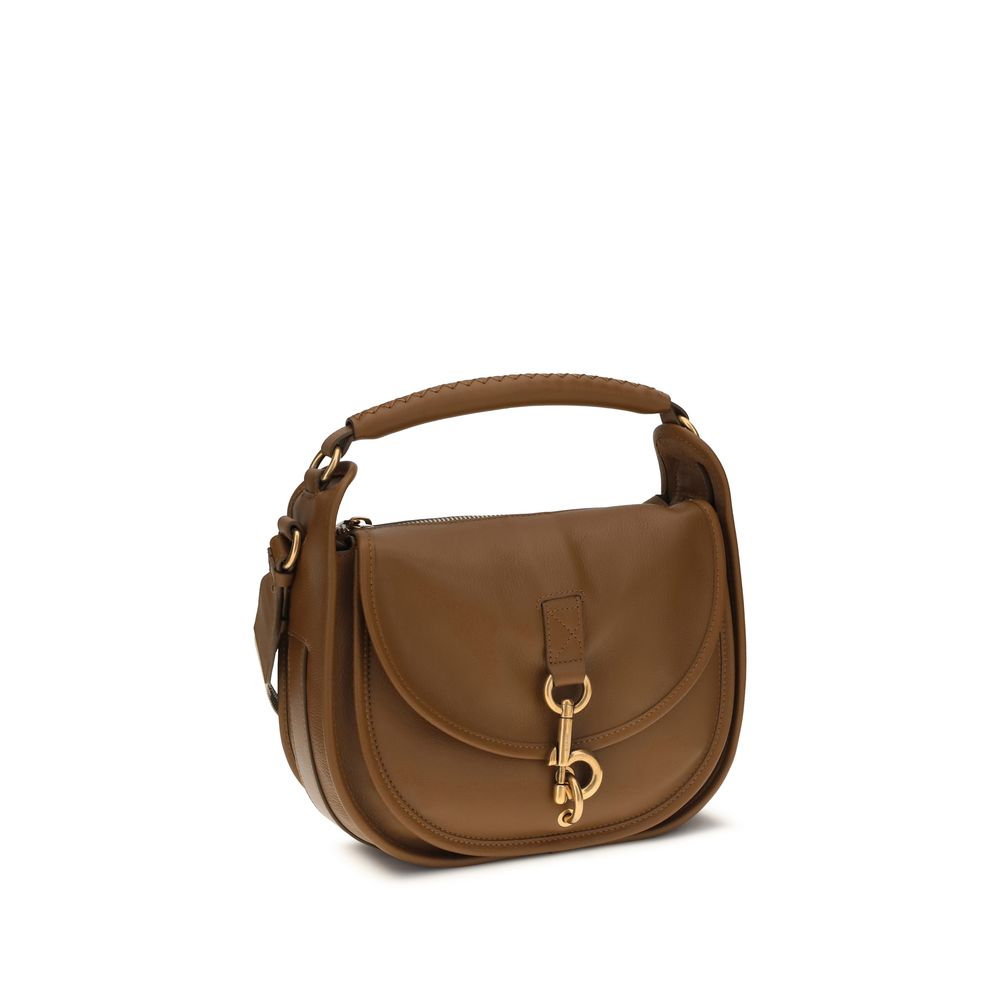 Burberry Small B Clip Calf Leather Crossbody Bag TanBag