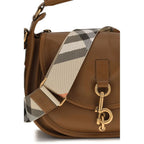 Burberry Small B Clip Calf Leather Crossbody Bag TanBag