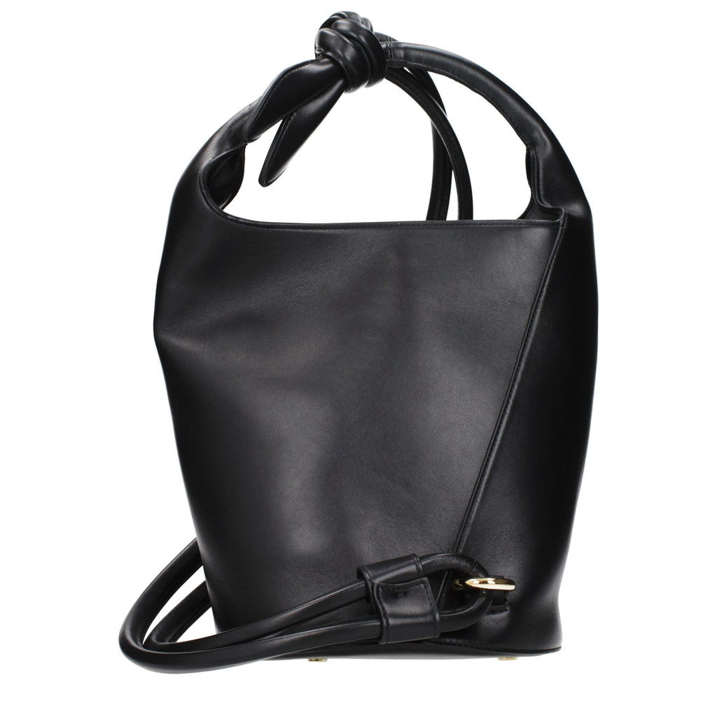 Jacquemus Le Petit Tourni Leather Bucket Bag in Black