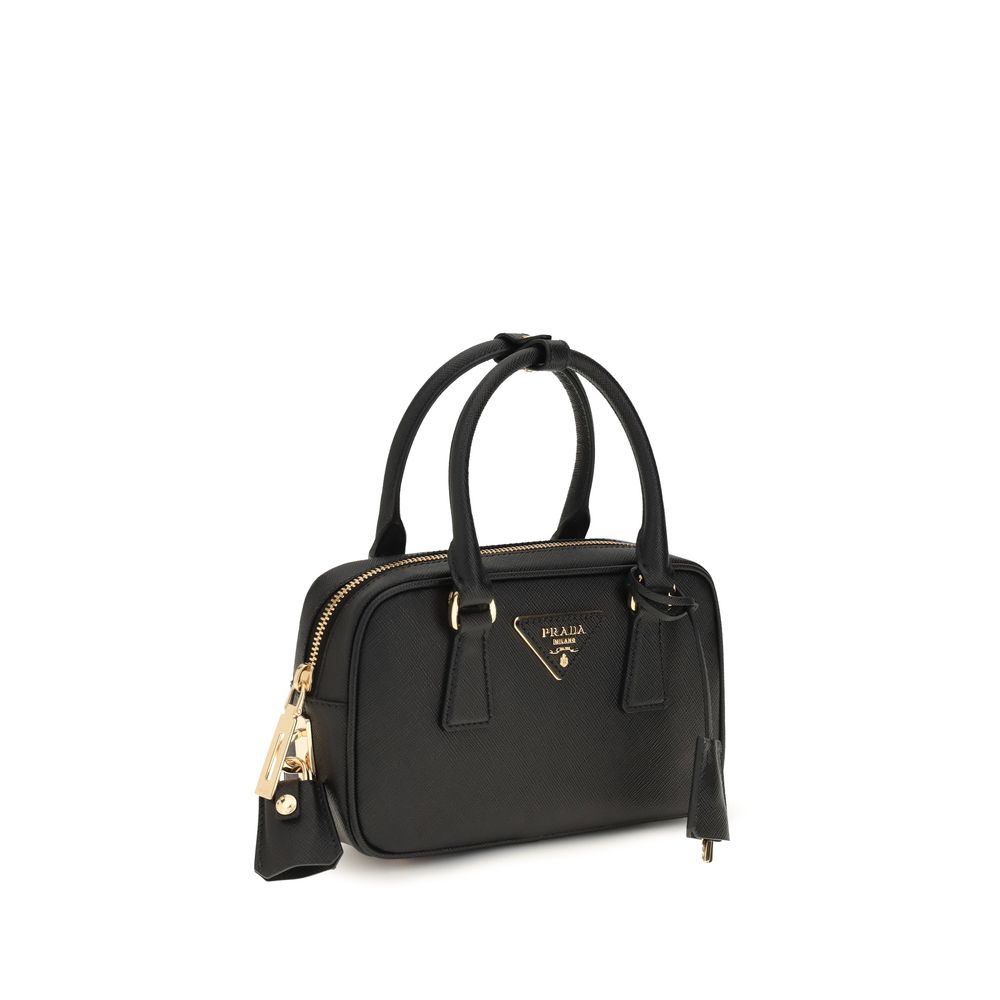 Prada Saffiano Leather Mini Top-Handle Bag Black