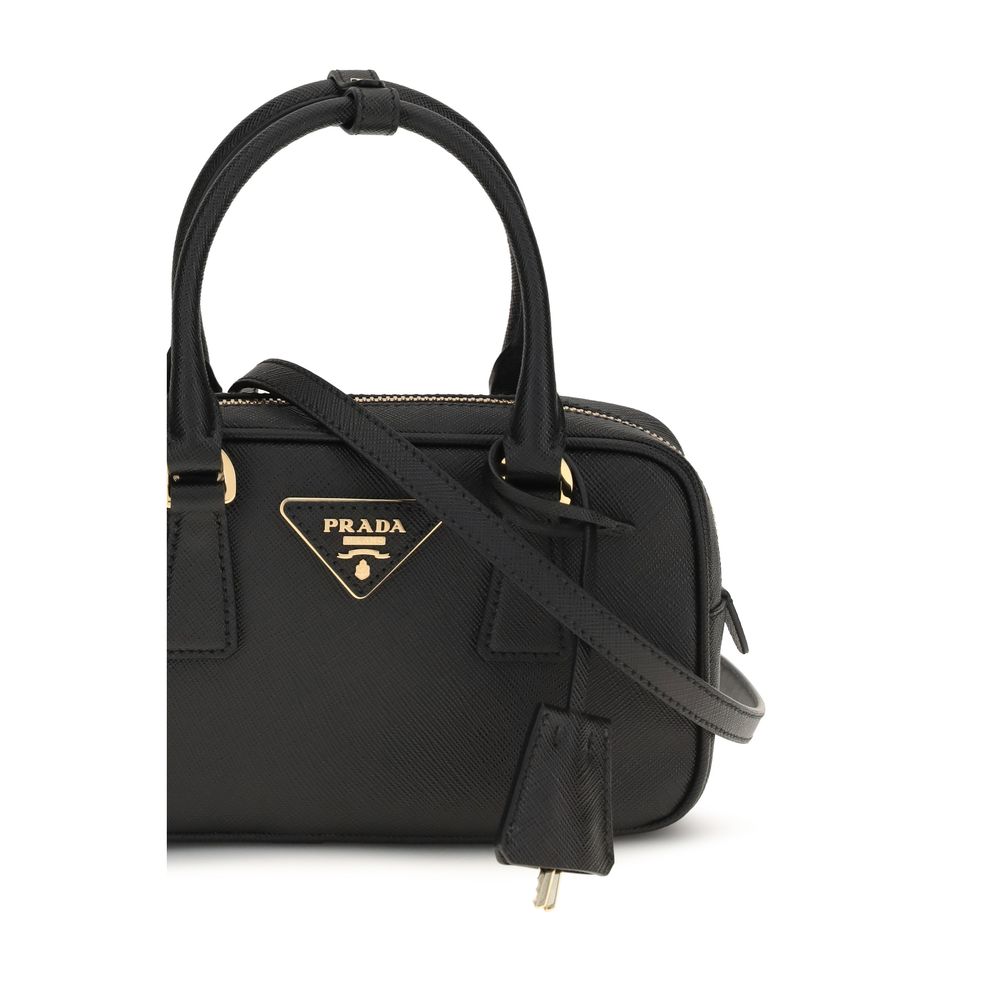 Prada Saffiano Leather Mini Top-Handle Bag Black
