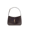 Saint Laurent Le 5 à 7 Shoulder Bag Dark Brown Croc-Embossed Leather YSL Logo