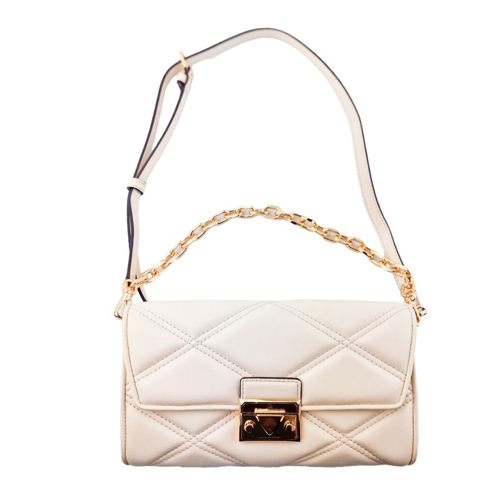 Michael Kors Serena Medium Quilted Leather Shoulder Bag Light Cream