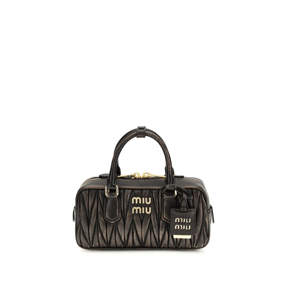Miu Miu Arcadie Matelassé Lambskin Mini Handbag Brown
