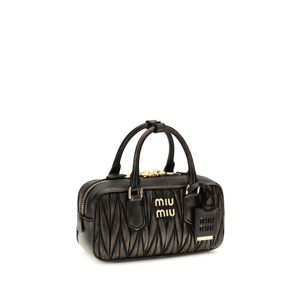 Miu Miu Arcadie Matelassé Lambskin Mini Handbag Brown