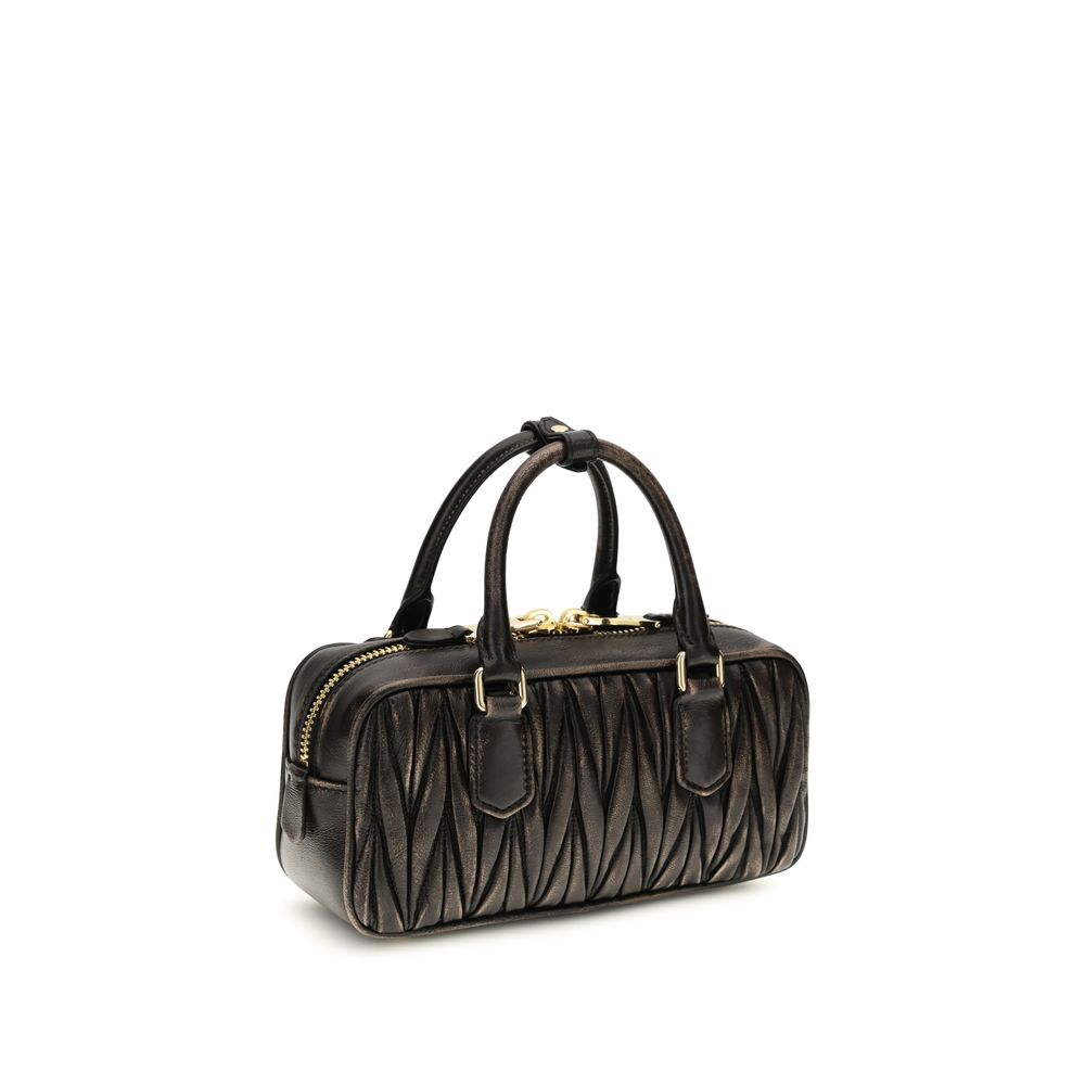 Miu Miu Arcadie Matelassé Lambskin Mini Handbag Brown