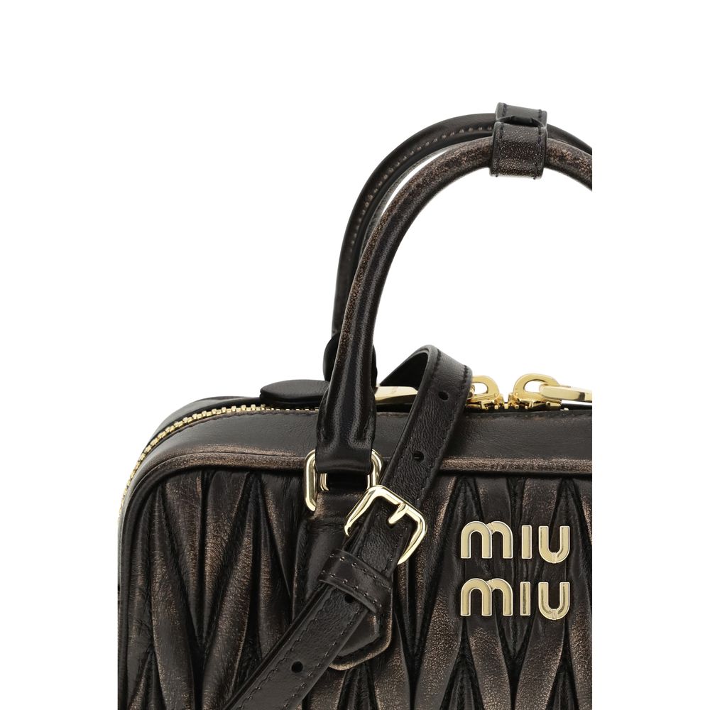 Miu Miu Arcadie Matelassé Lambskin Mini Handbag Brown