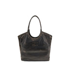Miu Miu Ivy Distressed Leather Tote Bag Brown