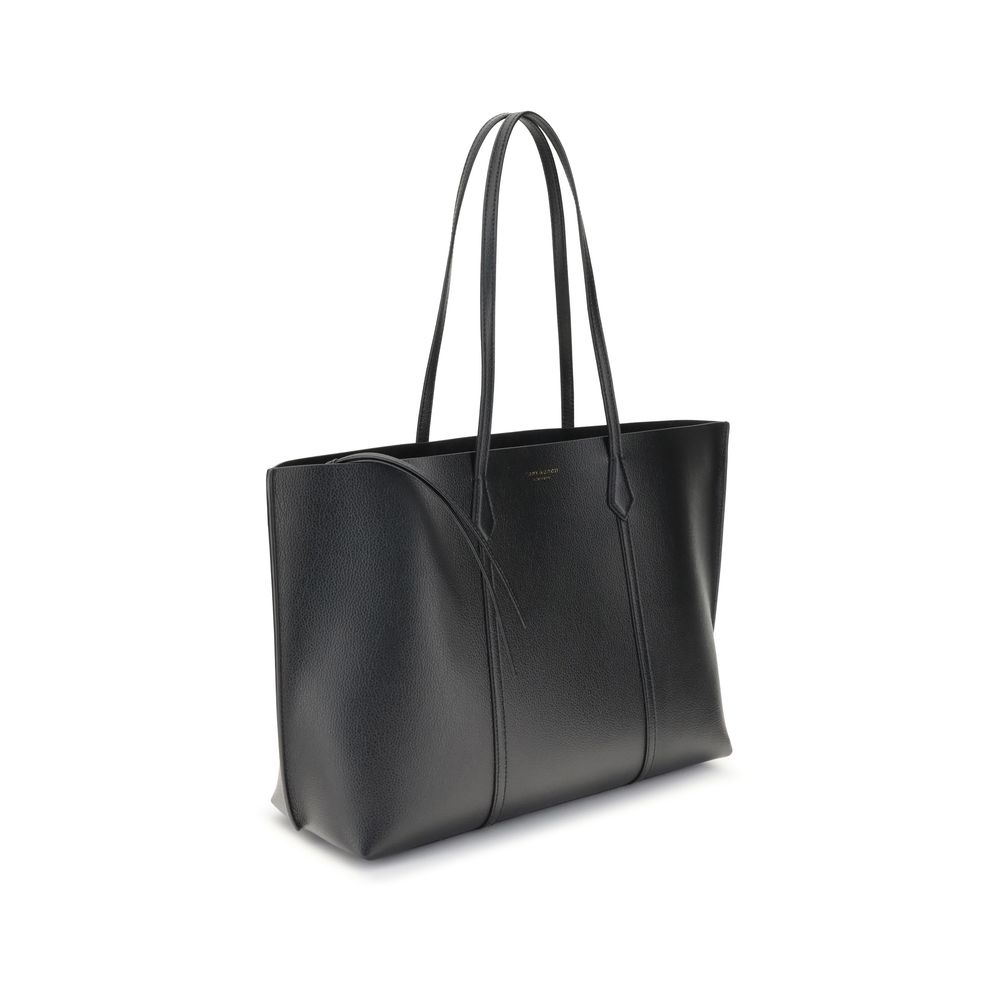 Tory Burch Perry Tote Bag Grained Leather Black