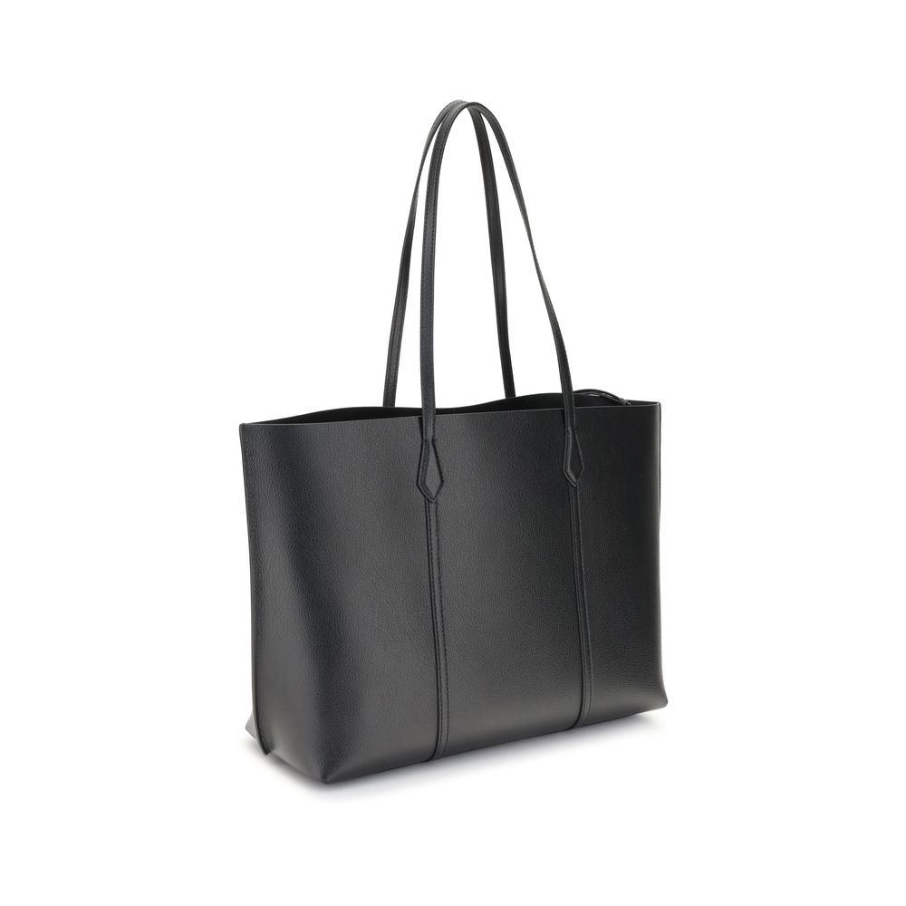 Tory Burch Perry Tote Bag Grained Leather Black