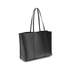 Tory Burch Perry Tote Bag Grained Leather Black