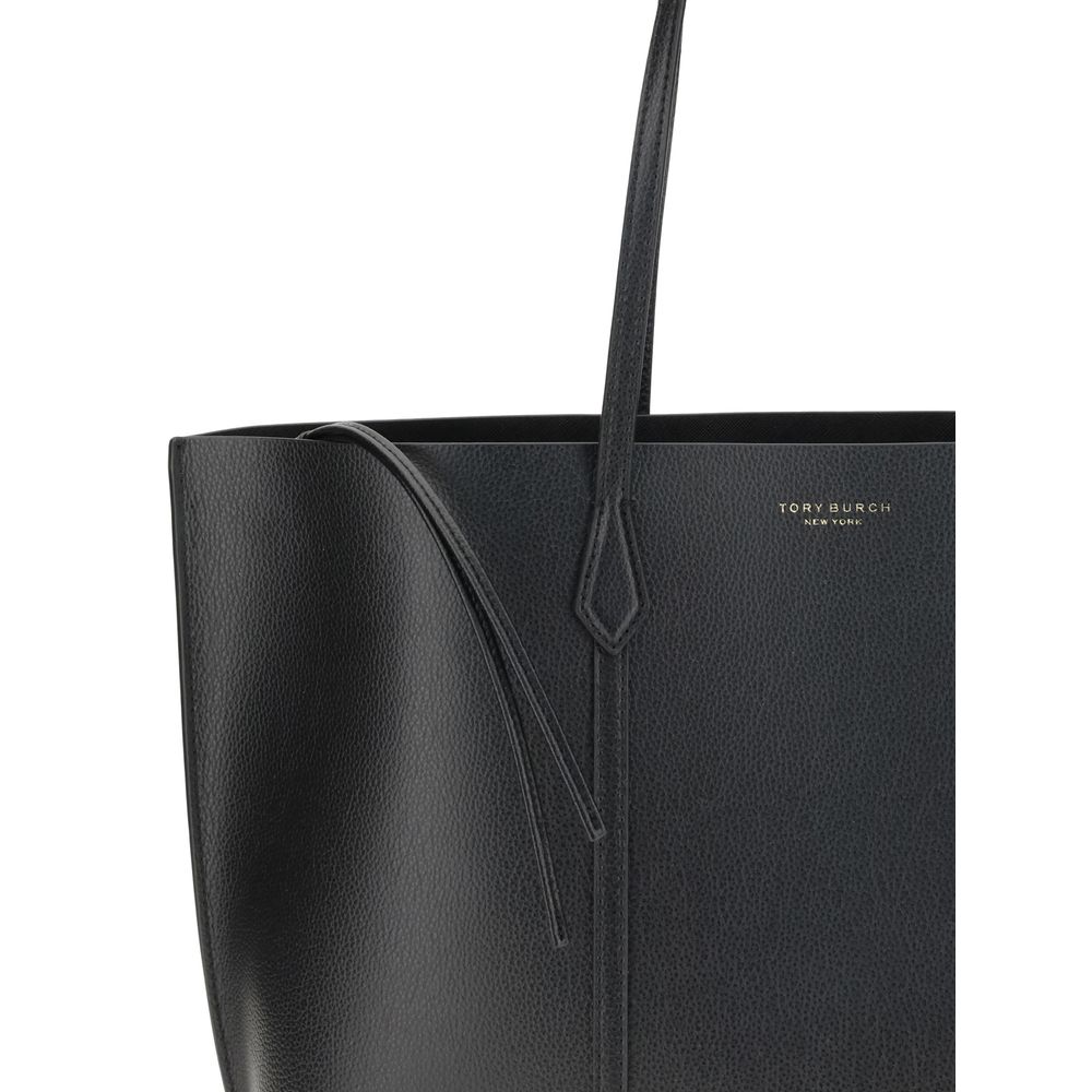 Tory Burch Perry Tote Bag Grained Leather Black