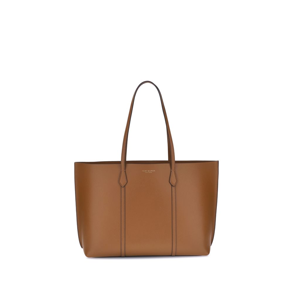Tory Burch Perry Tote Bag Grained Leather Brown