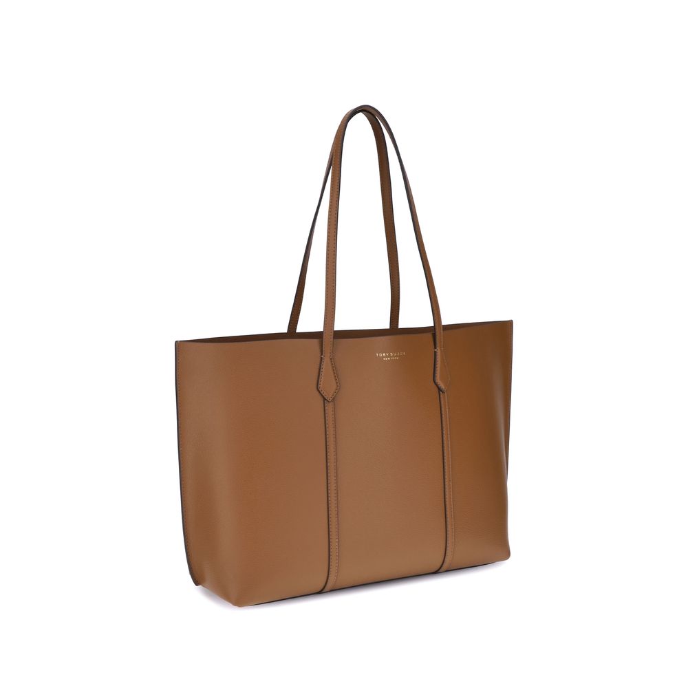 Tory Burch Perry Tote Bag Grained Leather Brown