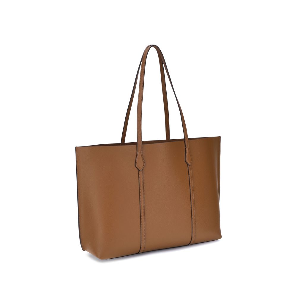 Tory Burch Perry Tote Bag Grained Leather Brown