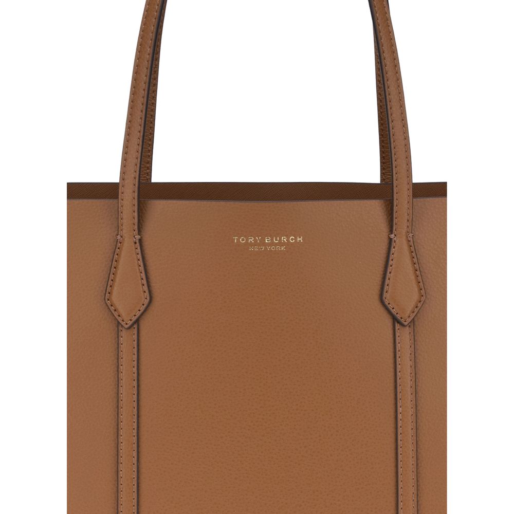 Tory Burch Perry Tote Bag Grained Leather Brown