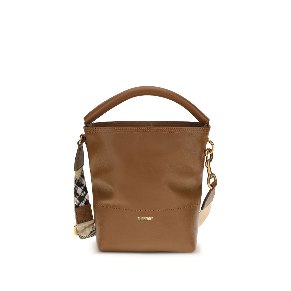 Burberry B Clip Calf Leather Bucket Bag Tan