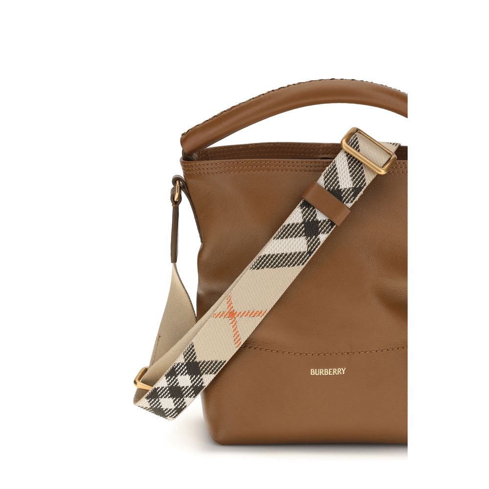 Burberry B Clip Calf Leather Bucket Bag Tan