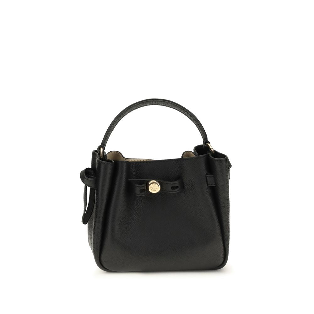 Tory Burch Romy Mini Bucket Bag Grained Leather Black