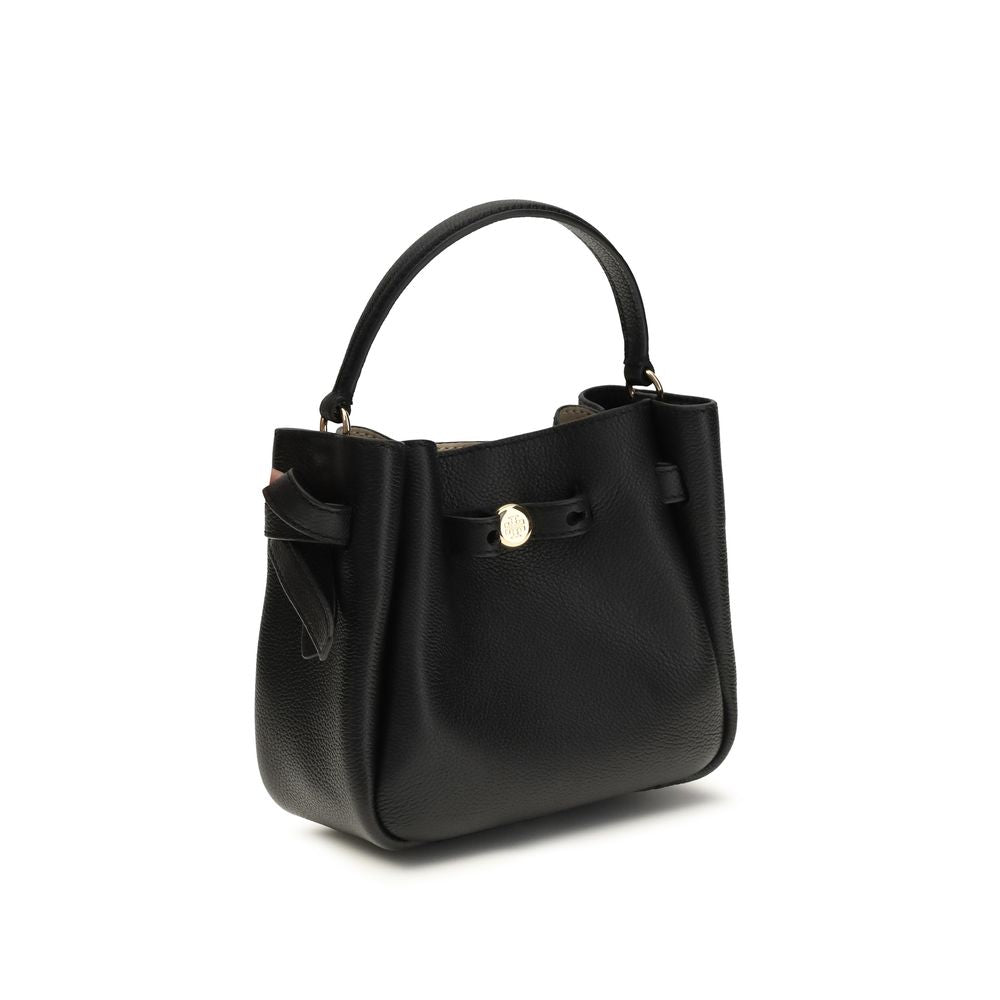 Tory Burch Romy Mini Bucket Bag Grained Leather Black