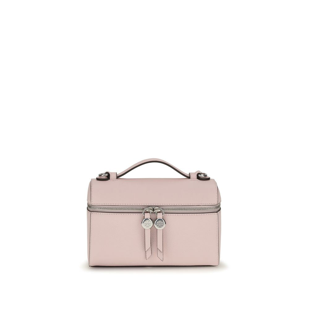 Tory Burch Romy Slim Top Handle Bag Pebbled Leather Pink
