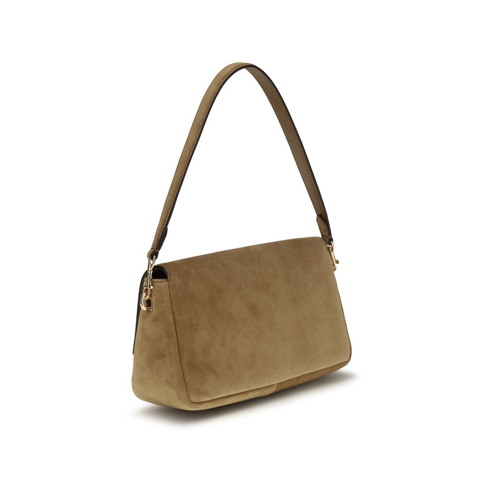 Tory Burch Charlie Mini Shoulder Bag Suede Leather Brown