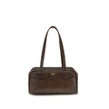 Prada Carry Large Antiqued Leather Shoulder Bag in Cacao