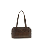 Prada Carry Large Antiqued Leather Shoulder Bag in Cacao