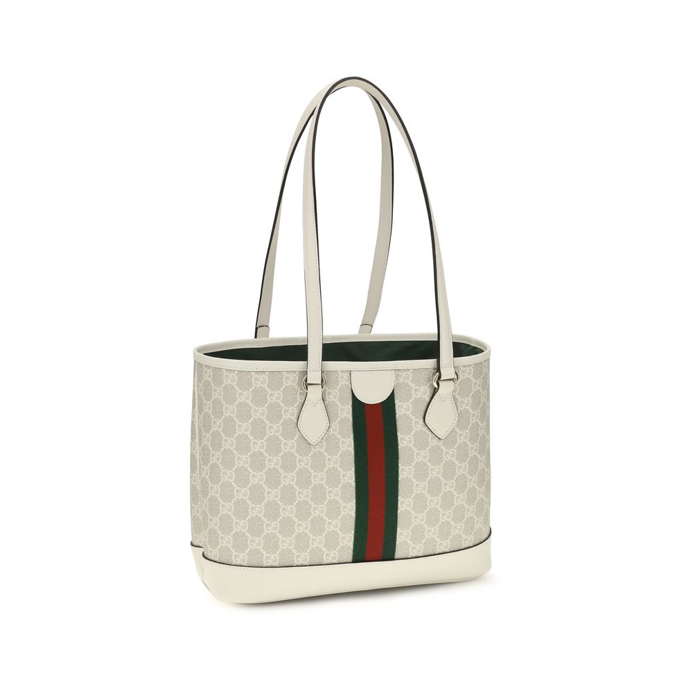 Gucci Ophidia Medium Tote Bag Beige White GG Supreme Canvas