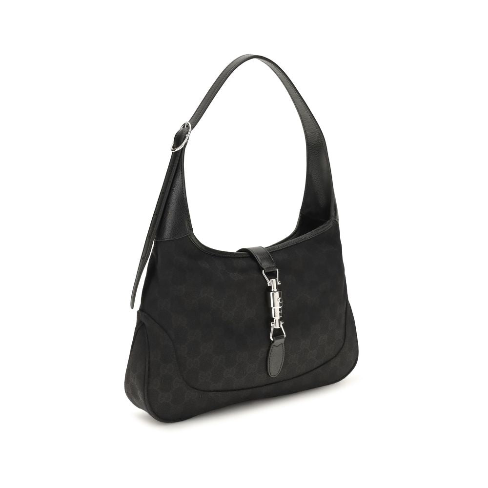 Gucci Jackie 1961 Medium Shoulder Bag Black GG Canvas