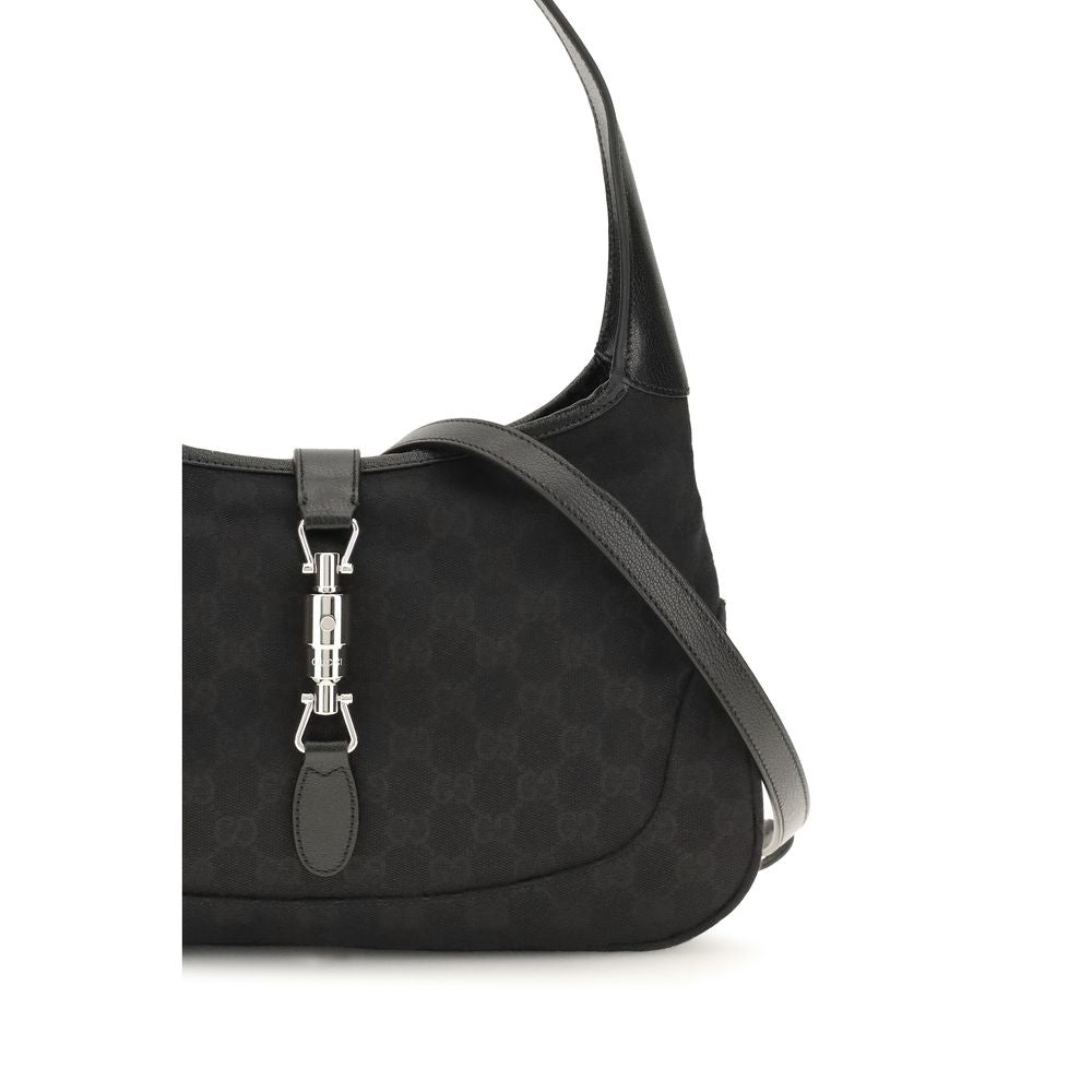 Gucci Jackie 1961 Medium Shoulder Bag Black GG Canvas