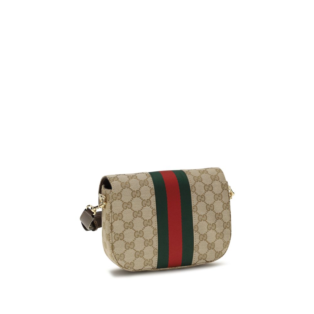 Gucci Horsebit 1955 Small Shoulder Bag Beige Ebony GG Supreme Canvas