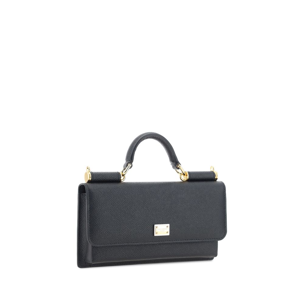 Dolce & Gabbana Micro Sicily Leather Top-Handle Bag in Black