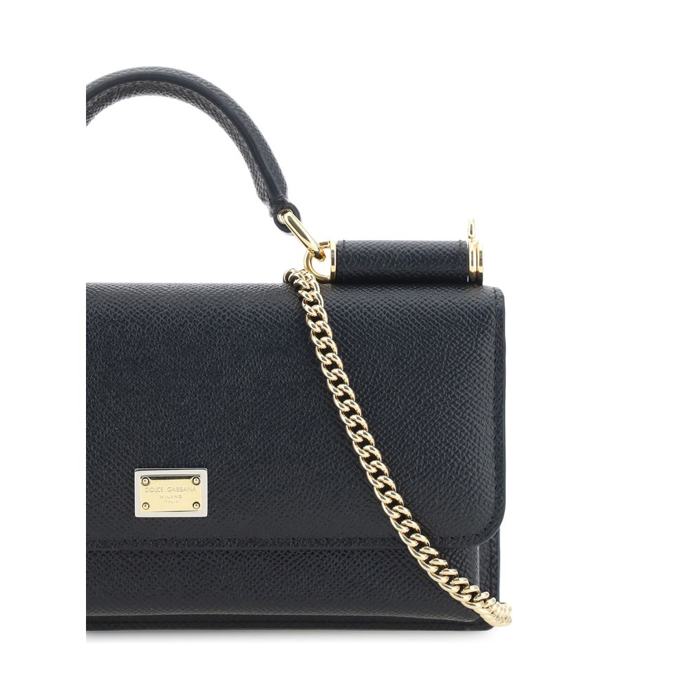 Dolce & Gabbana Micro Sicily Leather Top-Handle Bag in Black