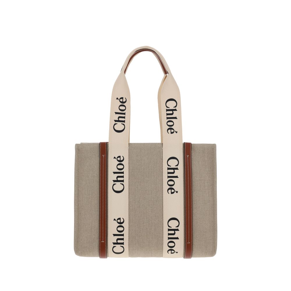 Chloé Large Woody Tote Bag in Linen