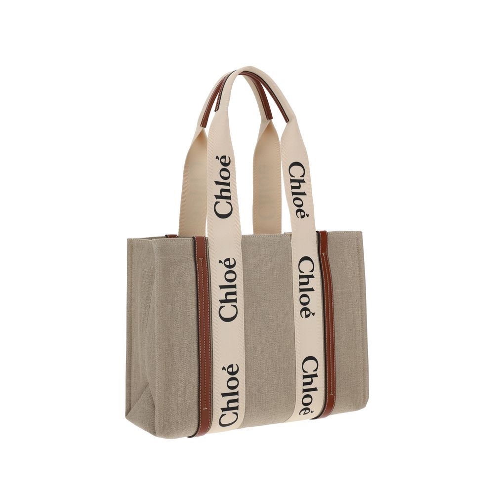 Chloé Large Woody Tote Bag in Linen