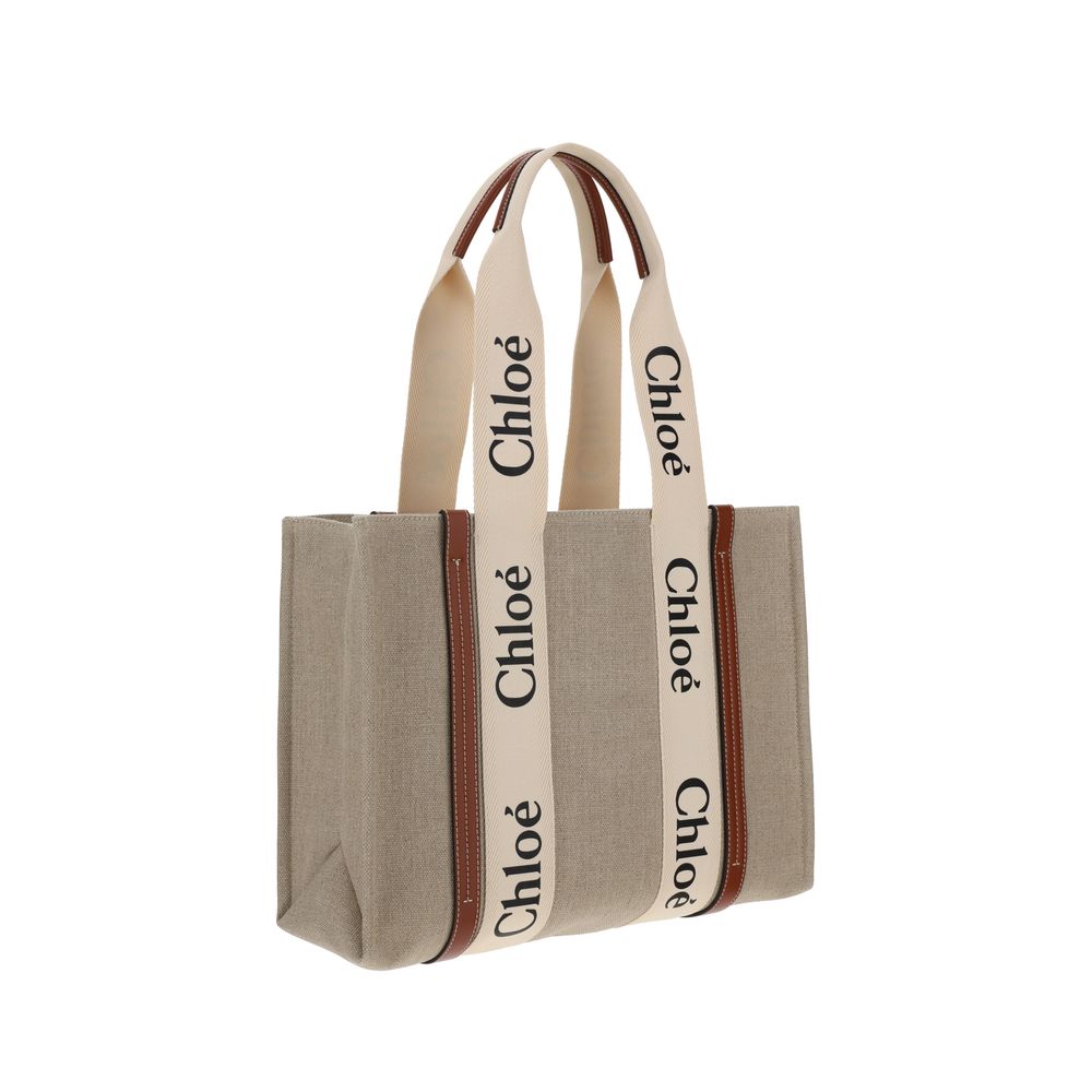 Chloé Large Woody Tote Bag in Linen