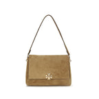 Tory Burch Charlie Suede Shoulder Bag Tan