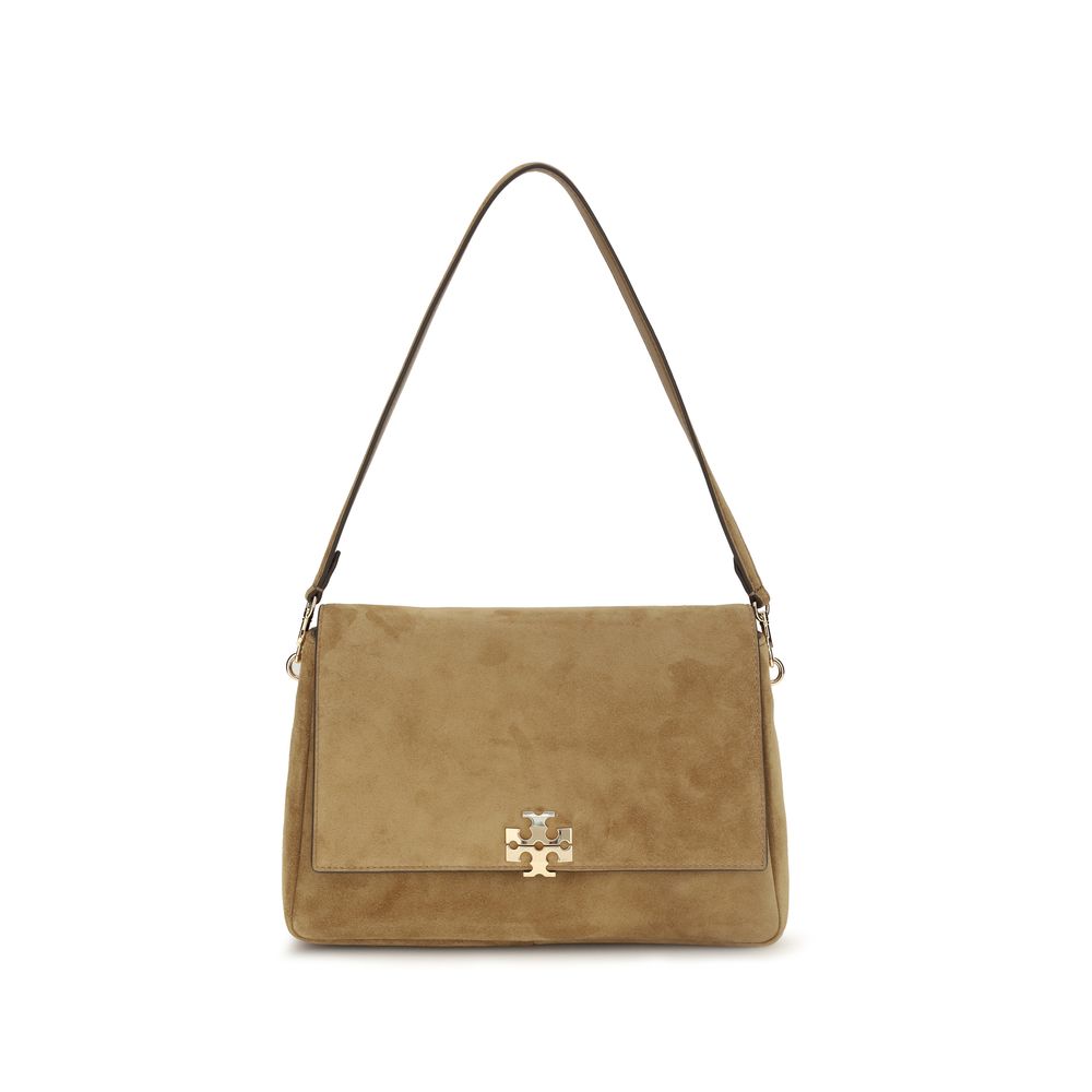 Tory Burch Charlie Suede Shoulder Bag Tan